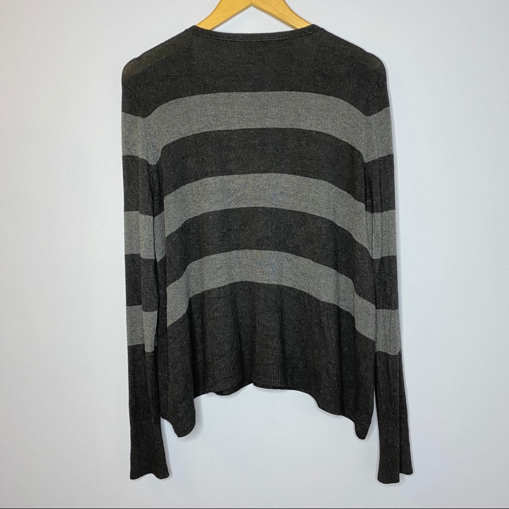Eileen Fisher Grey Stripe  Stretch Knit Cardigan - Picture 3 of 8